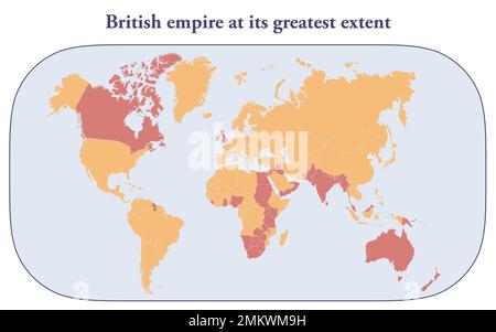 Mappa dell'impero britannico nella sua massima estensione nel 1920 Foto Stock