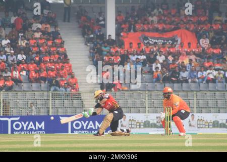 Non esclusiva: 28 gennaio 2023 a Sylhet-Bangladesh: Comilla Victorians team battsmans Cricketer pakistano MOHAMMAD RIZWAN ha segnato 54 (47 palle) corse Foto Stock