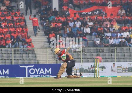 Non esclusiva: 28 gennaio 2023 a Sylhet-Bangladesh: Comilla Victorians team battsmans Cricketer pakistano MOHAMMAD RIZWAN ha segnato 54 (47 palle) corse Foto Stock