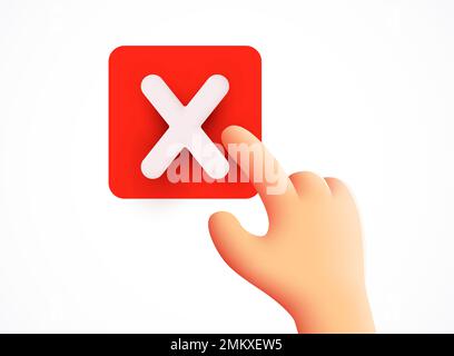 3D premere manualmente il pulsante NO. Risposta errata. Illustrazione vettoriale Illustrazione Vettoriale