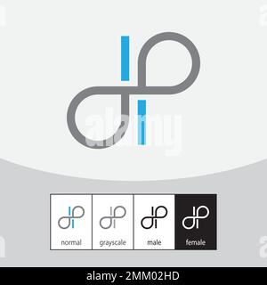 Logo lettera D e P. Blu e grigio - vettore. Illustrazione vettoriale Illustrazione Vettoriale