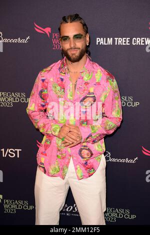 Hallandale Beach, Florida, Stati Uniti. 28th Jan, 2023. Maluma partecipa alla Coppa del mondo Pegasus 2023 presentata da Baccarat al Gulfstream Park il 28 gennaio 2023 ad Hallandale Beach, Florida. Credit: Mpi04/Media Punch/Alamy Live News Foto Stock