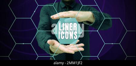 Icone concettuali della riga di visualizzazione. Concetto che significa utilizzare per migliorare l'interesse visivo e catturare l'attenzione dell'utente Foto Stock