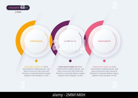 Modello infografico vettoriale minimalistico composto da 3 cerchi Illustrazione Vettoriale