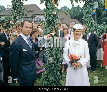 Carl XVI Gustaf, re di Svezia. Nato il 30 aprile 1946. Raffigurato con la Regina Silvia 1981. Foto Stock