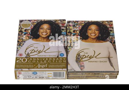 Vista ravvicinata della collezione di set di scatole DVD per il 20th° anniversario dello spettacolo Oprah Winfrey. Svezia. Foto Stock