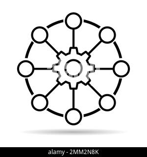 Icona di ombra di disegno digitale multicanale, simbolo di fotoricettore piatto omnichannel, illustrazione del vettore del Internet. Illustrazione Vettoriale