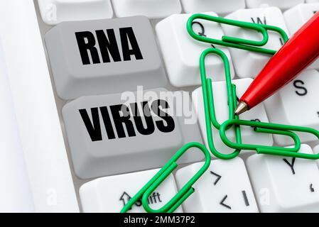 Testo che mostra l'ispirazione RNA Virus. Parola per un virus le informazioni genetiche sono memorizzate sotto forma di RNA Foto Stock