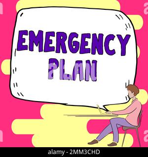 Scrittura del testo piano di emergenza. Concetto che significa procedure per la risposta alle emergenze importanti essere preparati Foto Stock
