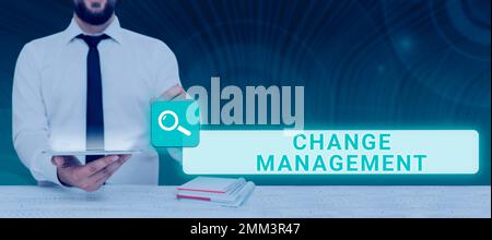 Gestione delle modifiche delle didascalie concettuali. Vetrina aziendale Sostituzione della leadership in un'organizzazione nuove politiche Foto Stock