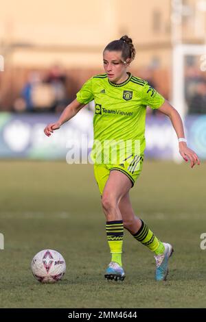 Hetton le Hole, Regno Unito. 29th Jan, 2023. Eppleton Colliery Football Ground Ella Toone di Manchester Utd in azione durante la partita di fa Cup femminile tra Sunderland e Manchester United presso l'Eppleton Colliery Football Ground di Hetton-le-Hole, Inghilterra (Richard Callis/SPP) Credit: SPP Sport Press Photo. /Alamy Live News Foto Stock