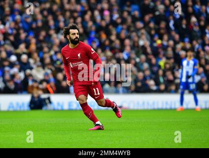 Brighton, Regno Unito. 29th Jan, 2023. Mohamed Salah del Liverpool FC durante la partita della fa Cup Fourth Round tra Brighton & Hove Albion e Liverpool all'Amex il 29th 2023 gennaio a Brighton, Inghilterra. (Foto di Jeff Mood/phcimages.com) Credit: PHC Images/Alamy Live News Foto Stock