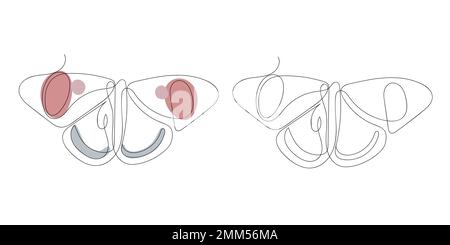 Butterfly una linea disegno minimalismo design Illustrazione Vettoriale