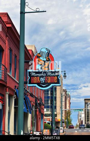 Memphis, TN, USA - 24 settembre 2019: La Memphis Music Hall of Fame, Off Beale St, onora i musicisti associati alla città per i loro successi Foto Stock