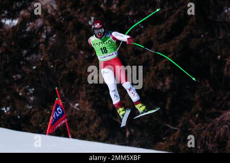 Olympia delle Tofane, Cortina d’Ampezzo, Italia, 29 gennaio 2023, Hemetsberger Daniel (AUT) durante la Coppa del mondo di sci Audi FIS 2023 - Super G uomo - gara di sci alpino Foto Stock