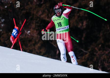 Olympia delle Tofane, Cortina d’Ampezzo, Italia, 29 gennaio 2023, Hemetsberger Daniel (AUT) durante la Coppa del mondo di sci Audi FIS 2023 - Super G uomo - gara di sci alpino Foto Stock