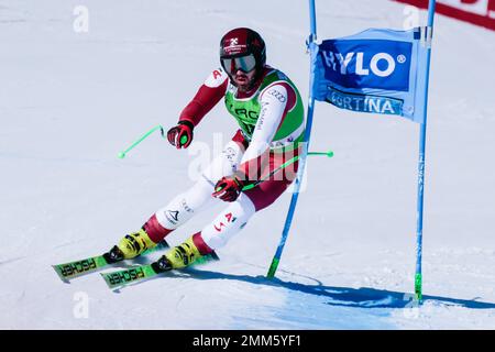 Olympia delle Tofane, Cortina d’Ampezzo, Italia, 29 gennaio 2023, Hemetsberger Daniel (AUT) durante la Coppa del mondo di sci Audi FIS 2023 - Super G uomo - gara di sci alpino Foto Stock