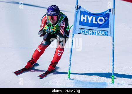 Olympia delle Tofane, Cortina d’Ampezzo, Italia, 29 gennaio 2023, Feurstein Lukas (AUT) durante la Coppa del mondo di sci Audi FIS 2023 - Super G uomo - gara di sci alpino Foto Stock