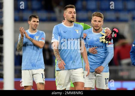 Roma, Italia. 29th Jan, 2023. Deiezione di Ciro Immobile e Sergej Milinkovic durante la Serie A Football Match tra SS Lazio e ACF Fiorentina allo stadio Olimpico di Roma, 29th gennaio 2023. Foto Antonietta Baldassarre/Insidefoto Credit: Insidefoto di andrea staccioli/Alamy Live News Foto Stock