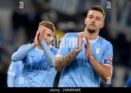 Roma, Italia. 29th Jan, 2023. Deiezione di Ciro immobile della SS Lazio durante la Serie Una partita di calcio tra SS Lazio e ACF Fiorentina allo stadio Olimpico di Roma (Italia), 29th gennaio 2023. Foto Antonietta Baldassarre/Insidefoto Credit: Insidefoto di andrea staccioli/Alamy Live News Foto Stock