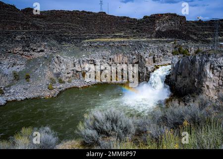 Twin Falls, Idaho Waterfall "Twin Falls" Snake River Canyon cascata dove Twin Falls ha preso il nome. Cascata Idaho Dam situata a 2 ore da Boise. Foto Stock