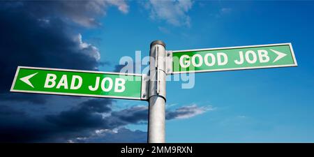 Immagine simbolica sul tema della ricerca di un buon lavoro Foto Stock