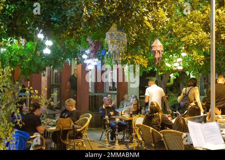 Ristorante, Colonia tedesca, Sderot ben Gurion, Città Vecchia, Haifa, Israele Foto Stock