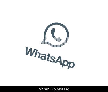 WhatsApp, ruotato, sfondo bianco, logo, marchio Foto Stock