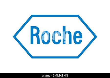 Hoffmann la Roche, sfondo bianco, Logo, Nome del marchio Foto Stock