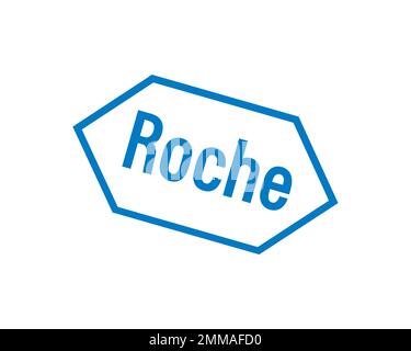 Hoffmann la Roche, ruotato, logo su sfondo bianco, marchio Foto Stock
