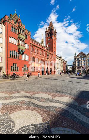 Storico municipio sulla piazza del mercato, Basilea, Canton Basilea-Città, Svizzera Foto Stock