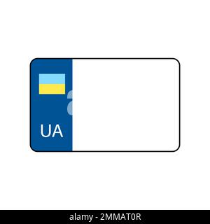 Ucraina numero auto icona piatta. Cartello mobile Illustrazione Vettoriale