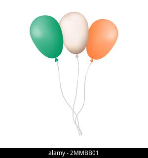 Pacchetto di tre palloncini su una stringa. Palloncini in gomma gonfiati con aria o gel su sfondo bianco. Può essere utilizzato per decorare qualsiasi vacanza. Vettore Illustrazione Vettoriale