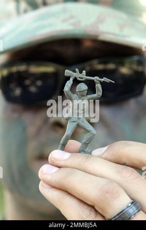 Addestramento di combattimento di base addestramento di campo, soldato giocattolo usato nella pianificazione di battaglia, Fort Sill, Oklahoma, 5 ottobre 2016. Foto Stock