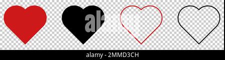 Icone del cuore impostate. Simboli d'amore. Illustrazione vettoriale isolata su sfondo trasparente Illustrazione Vettoriale