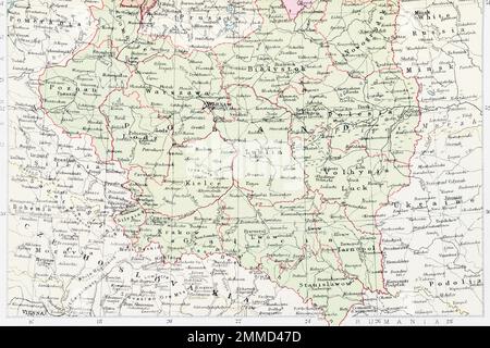 1935 Mappa dell'atlante della Polonia in Europa prima del WW2. Foto Stock