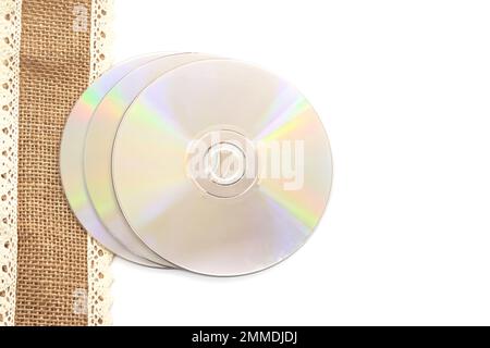 DVD blu ray Disc con case bianco sfondo film CD design box Foto Stock