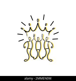 Illustrazione vettoriale di Stickman Figure e del logo Crown Illustrazione Vettoriale