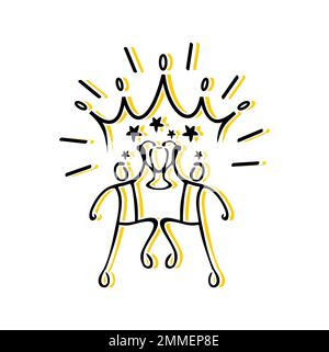 Illustrazione vettoriale di Stickman Figure e del logo Crown Illustrazione Vettoriale