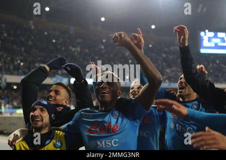 Napoli, Campania, Italia. 29th Jan, 2023. In occasione della Serie A Football Match SSC Napoli vs FC Roma il 29 gennaio 2023 allo Stadio Diego Armando Maradona di Napoli.in Foto: Victor Osimhen di SSC Napoli (Credit Image: © Fabio Sasso/ZUMA Press Wire) SOLO USO EDITORIALE! Non per USO commerciale! Credit: ZUMA Press, Inc./Alamy Live News Foto Stock