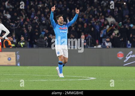 Napoli, Campania, Italia. 29th Jan, 2023. In occasione della Serie A Football Match SSC Napoli vs FC Roma il 29 gennaio 2023 allo stadio Diego Armando Maradona di Napoli.in Foto: Giovanni Simeone della SSC Napoli (Credit Image: © Fabio Sasso/ZUMA Press Wire) SOLO PER USO EDITORIALE! Non per USO commerciale! Credit: ZUMA Press, Inc./Alamy Live News Foto Stock