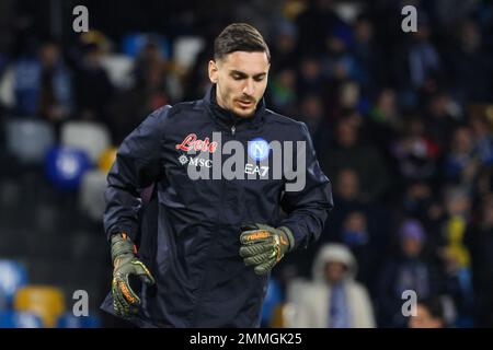 Napoli, Campania, Italia. 29th Jan, 2023. Durante la Serie A Football Match SSC Napoli vs FC Roma il 29 gennaio 2023 allo stadio Diego Armando Maradona di Napoli.in Foto: Alex Meret di SSC Napoli (Credit Image: © Fabio Sasso/ZUMA Press Wire) SOLO PER USO EDITORIALE! Non per USO commerciale! Credit: ZUMA Press, Inc./Alamy Live News Foto Stock