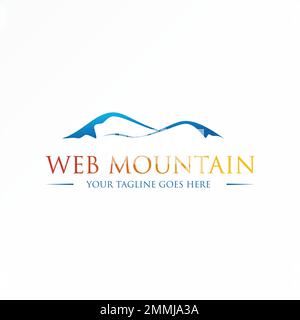 Semplice montagna con linea arte immagine grafica icona logo disegno astratto concetto stock vettoriale. Può essere utilizzato come simbolo relativo al paesaggio o all'avventura Illustrazione Vettoriale