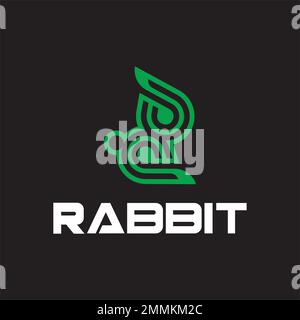 Illustrazione del simbolo dell'icona vettoriale del modello di logo Rabbit semplice Illustrazione Vettoriale