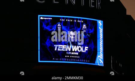 Los Angeles, California, USA 27th Gennaio 2023 Una visione generale dell'atmosfera di Teen Wolf The Movie Billboard il 27 Gennaio 2023 a Los Angeles, California, USA. Foto di Barry King/Alamy Stock Photo Foto Stock