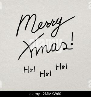 Adesivo tipografico Merry Xmas, vettore di scrittura a inchiostro disegnato a mano Illustrazione Vettoriale