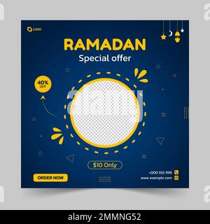 Ramadan offerta speciale su cibo social media post modello Illustrazione Vettoriale