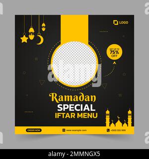 Ramadan offerta speciale su cibo social media post modello Illustrazione Vettoriale