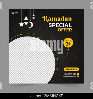 Ramadan offerta speciale su cibo social media post modello Illustrazione Vettoriale