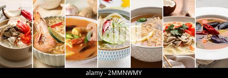 Collezione di gustose zuppe tailandesi, coseup Foto Stock